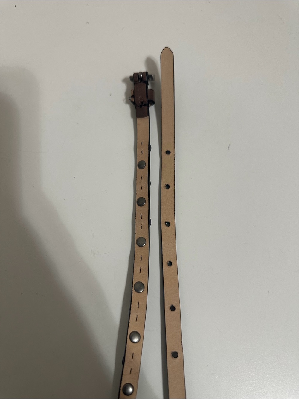 J.Crew Skinny Brown Leather Crystal Studded Belt Women’s Small Boho Y2K 35” - Picture 6 of 10